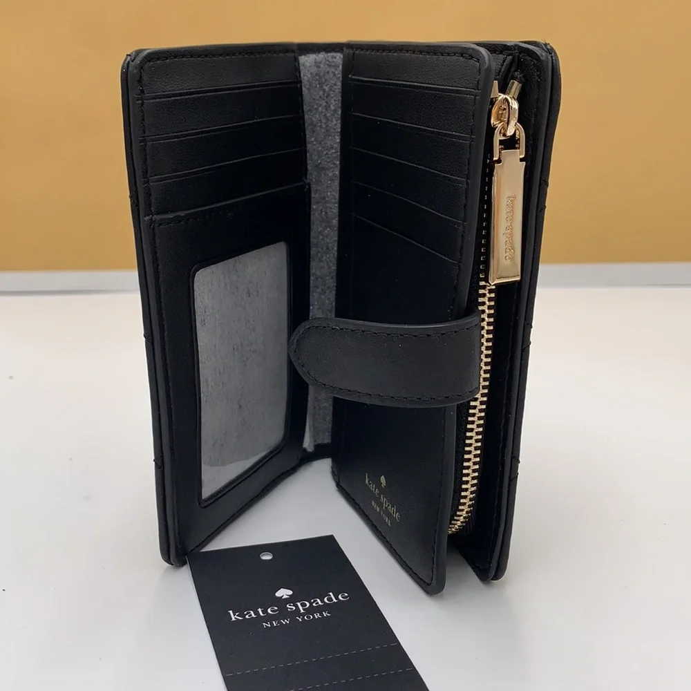 KATE SPADE Carey Medium Compact Bifold Wallet BLACK COLOR